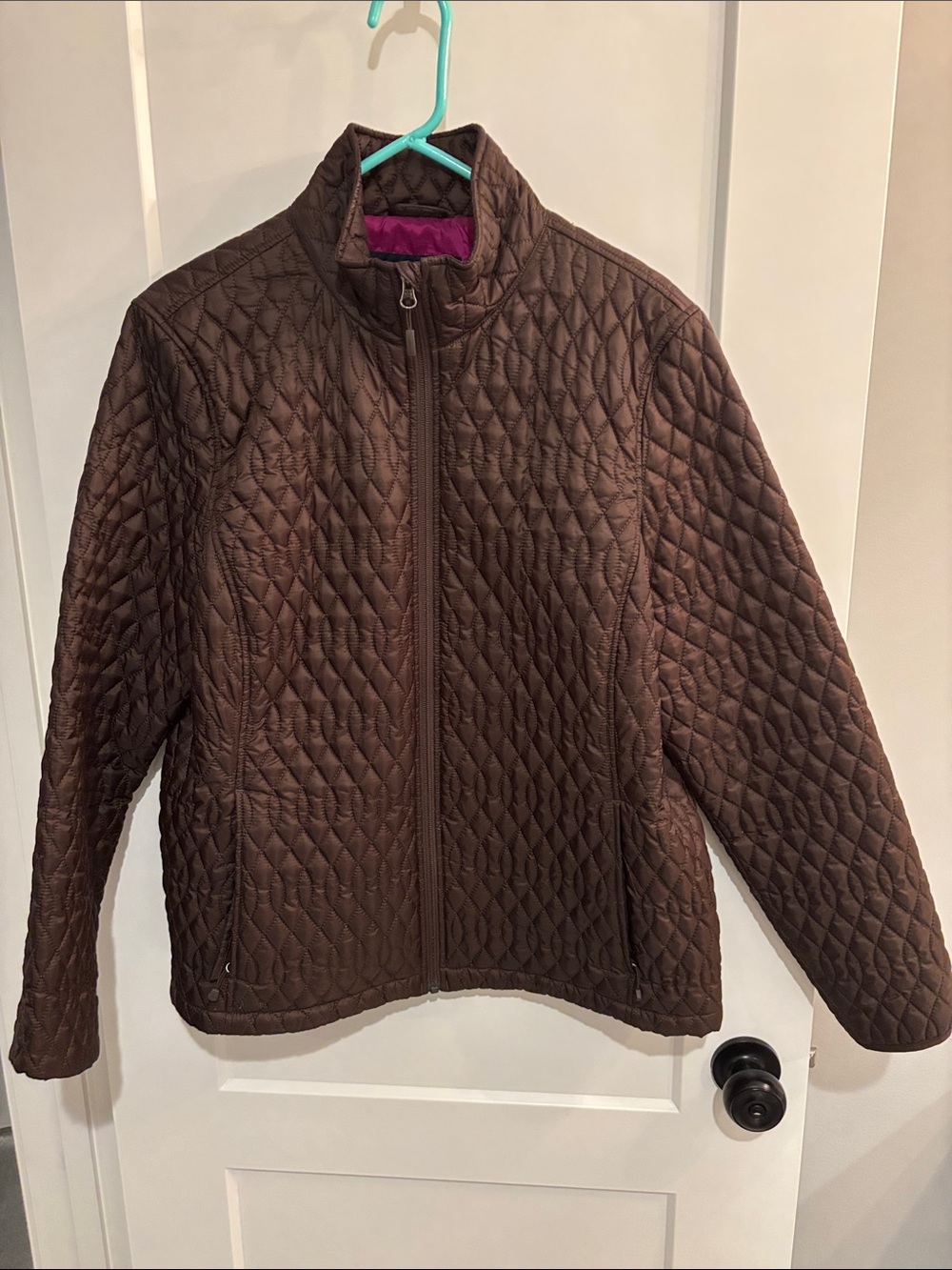Lands End Quilted Brown Women's Zip-Front Jacket